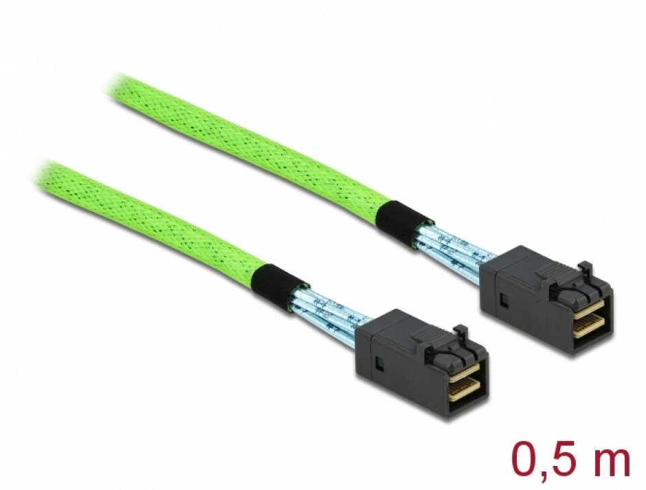 Cablu PCI Express Mini SAS HD SFF-8673 la SFF-8673 0.5m, Delock 86624 imagine noua